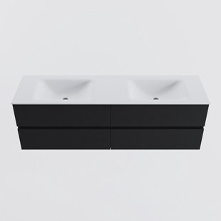 MONDIAZ VICA 160cm badmeubel onderkast Urban 4 lades. Wastafel CLOUD dubbel 2 kraangaten, kleur Talc.