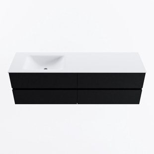 MONDIAZ VICA 160cm badmeubel onderkast Urban 4 lades. Wastafel CLOUD links zonder kraangat, kleur Talc.