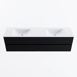 MONDIAZ VICA 180cm badmeubel onderkast Urban 4 lades. Wastafel CLOUD dubbel 2 kraangaten, kleur Talc.