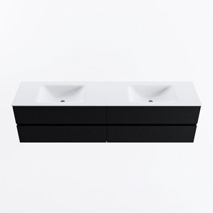 MONDIAZ VICA 190cm badmeubel onderkast Urban 4 lades. Wastafel CLOUD dubbel 2 kraangaten, kleur Talc.