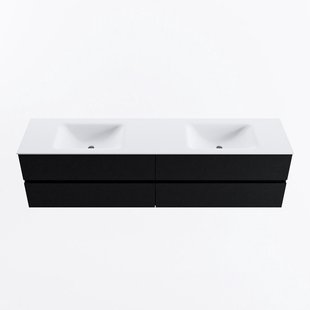 MONDIAZ VICA 190cm badmeubel onderkast Urban 4 lades. Wastafel CLOUD dubbel zonder kraangat, kleur Talc.