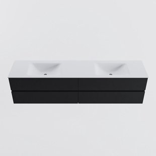 MONDIAZ VICA 200cm badmeubel onderkast Urban 4 lades. Wastafel CLOUD dubbel 2 kraangaten, kleur Talc.