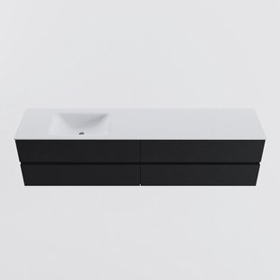 MONDIAZ VICA 200cm badmeubel onderkast Urban 4 lades. Wastafel CLOUD links zonder kraangat, kleur Talc.