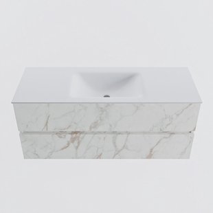 MONDIAZ VICA 120cm badmeubel onderkast Carrara 2 lades. Wastafel CLOUD midden 1 kraangat, kleur Talc.