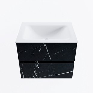 MONDIAZ VICA 60cm badmeubel onderkast Marquina 2 lades. Wastafel CLOUD midden 1 kraangat, kleur Talc.