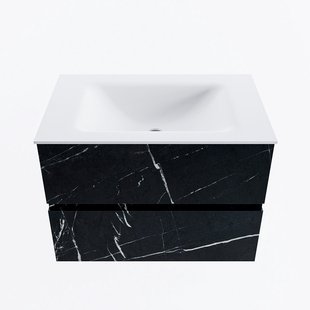 MONDIAZ VICA 70cm badmeubel onderkast Marquina 2 lades. Wastafel CLOUD midden 1 kraangat, kleur Talc.