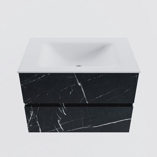 MONDIAZ VICA 70cm badmeubel onderkast Marquina 2 lades. Wastafel CLOUD midden zonder kraangat, kleur Talc.