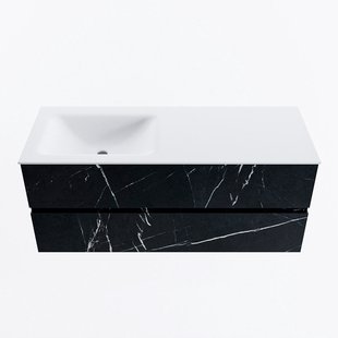 MONDIAZ VICA 120cm badmeubel onderkast Marquina 2 lades. Wastafel CLOUD links 1 kraangat, kleur Talc.