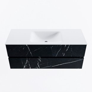 MONDIAZ VICA 120cm badmeubel onderkast Marquina 2 lades. Wastafel CLOUD midden zonder kraangat, kleur Talc.