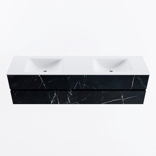 MONDIAZ VICA 180cm badmeubel onderkast Marquina 4 lades. Wastafel CLOUD dubbel 2 kraangaten, kleur Talc.