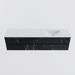 MONDIAZ VICA 190cm badmeubel onderkast Marquina 4 lades. Wastafel CLOUD rechts zonder kraangat, kleur Talc.