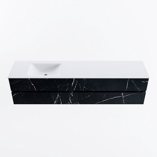 MONDIAZ VICA 200cm badmeubel onderkast Marquina 4 lades. Wastafel CLOUD links 1 kraangat, kleur Talc.