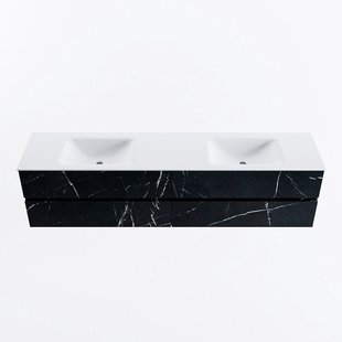 MONDIAZ VICA 200cm badmeubel onderkast Marquina 4 lades. Wastafel CLOUD dubbel 2 kraangaten, kleur Talc.