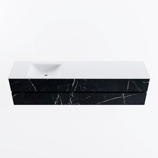 MONDIAZ VICA 200cm badmeubel onderkast Marquina 4 lades. Wastafel CLOUD links zonder kraangat, kleur Talc.