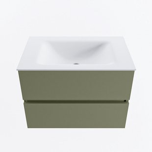 MONDIAZ VICA 70cm badmeubel onderkast Army 2 lades. Wastafel CLOUD midden 1 kraangat, kleur Talc.