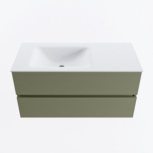MONDIAZ VICA 100cm badmeubel onderkast Army 2 lades. Wastafel CLOUD links 1 kraangat, kleur Talc. MONDIAZ VICA 100cm badmeubel onderkast Army 2 lades. Wastafel CLOUD links 1 kraangat, kleur Talc.