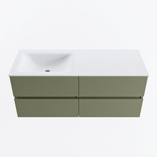 MONDIAZ VICA 120cm badmeubel onderkast Army 4 lades. Wastafel CLOUD links 1 kraangat, kleur Talc.
