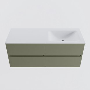 MONDIAZ VICA 120cm badmeubel onderkast Army 4 lades. Wastafel CLOUD rechts 1 kraangat, kleur Talc.