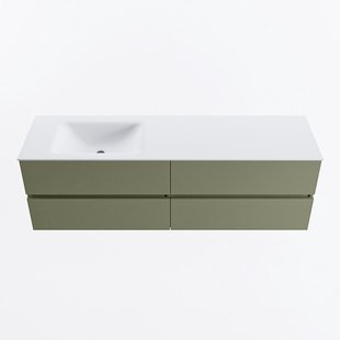 MONDIAZ VICA 160cm badmeubel onderkast Army 4 lades. Wastafel CLOUD links 1 kraangat, kleur Talc.