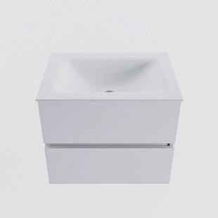 MONDIAZ VICA 60cm badmeubel onderkast Cale 2 lades. Wastafel CLOUD midden zonder kraangat, kleur Talc.