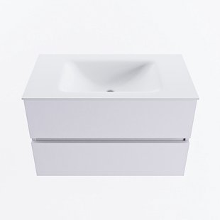 MONDIAZ VICA 80cm badmeubel onderkast Cale 2 lades. Wastafel CLOUD midden 1 kraangat, kleur Talc.