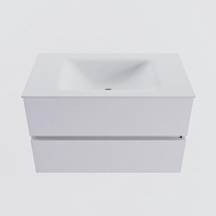 MONDIAZ VICA 80cm badmeubel onderkast Cale 2 lades. Wastafel CLOUD midden zonder kraangat, kleur Talc.