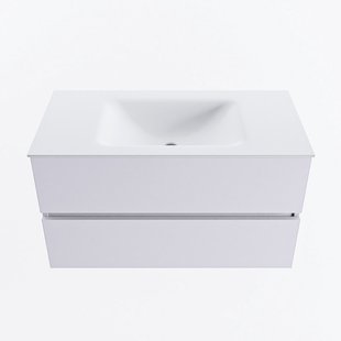 MONDIAZ VICA 90cm badmeubel onderkast Cale 2 lades. Wastafel CLOUD midden 1 kraangat, kleur Talc.