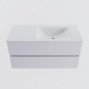 MONDIAZ VICA 100cm badmeubel onderkast Cale 2 lades. Wastafel CLOUD rechts zonder kraangat, kleur Talc.