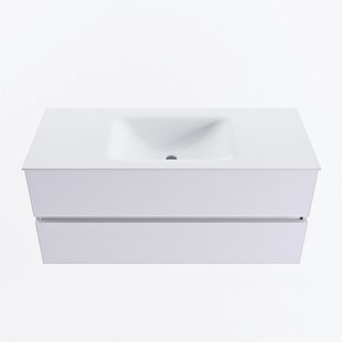 MONDIAZ VICA 110cm badmeubel onderkast Cale 2 lades. Wastafel CLOUD midden 1 kraangat, kleur Talc.