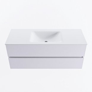 MONDIAZ VICA 120cm badmeubel onderkast Cale 2 lades. Wastafel CLOUD midden 1 kraangat, kleur Talc.