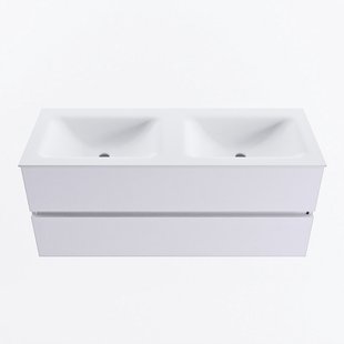 MONDIAZ VICA 120cm badmeubel onderkast Cale 2 lades. Wastafel CLOUD dubbel 2 kraangaten, kleur Talc.