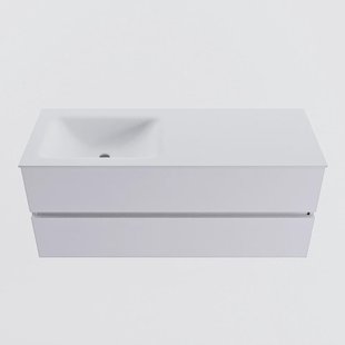 MONDIAZ VICA 120cm badmeubel onderkast Cale 2 lades. Wastafel CLOUD links zonder kraangat, kleur Talc.