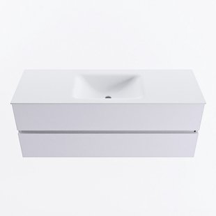 MONDIAZ VICA 130cm badmeubel onderkast Cale 2 lades. Wastafel CLOUD midden 1 kraangat, kleur Talc.