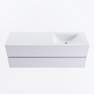 MONDIAZ VICA 140cm badmeubel onderkast Cale 2 lades. Wastafel CLOUD rechts 1 kraangat, kleur Talc.