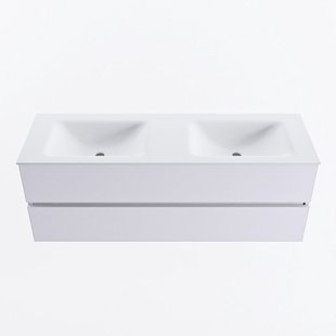 MONDIAZ VICA 140cm badmeubel onderkast Cale 2 lades. Wastafel CLOUD dubbel 2 kraangaten, kleur Talc.