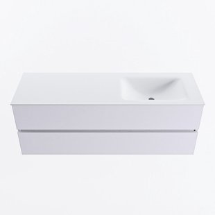 MONDIAZ VICA 140cm badmeubel onderkast Cale 2 lades. Wastafel CLOUD rechts zonder kraangat, kleur Talc.