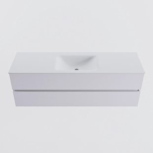 MONDIAZ VICA 150cm badmeubel onderkast Cale 2 lades. Wastafel CLOUD midden 1 kraangat, kleur Talc.