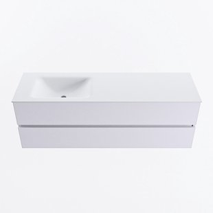 MONDIAZ VICA 150cm badmeubel onderkast Cale 2 lades. Wastafel CLOUD links 1 kraangat, kleur Talc.