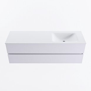 MONDIAZ VICA 150cm badmeubel onderkast Cale 2 lades. Wastafel CLOUD rechts 1 kraangat, kleur Talc.