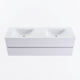 MONDIAZ VICA 150cm badmeubel onderkast Cale 2 lades. Wastafel CLOUD dubbel 2 kraangaten, kleur Talc.