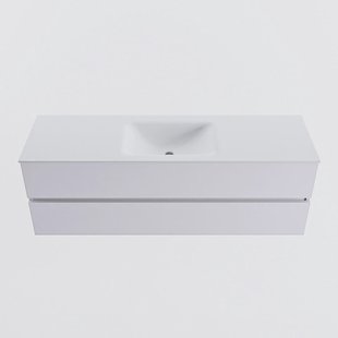 MONDIAZ VICA 150cm badmeubel onderkast Cale 2 lades. Wastafel CLOUD midden zonder kraangat, kleur Talc.