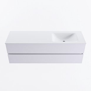 MONDIAZ VICA 150cm badmeubel onderkast Cale 2 lades. Wastafel CLOUD rechts zonder kraangat, kleur Talc.