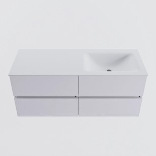 MONDIAZ VICA 120cm badmeubel onderkast Cale 4 lades. Wastafel CLOUD rechts 1 kraangat, kleur Talc.