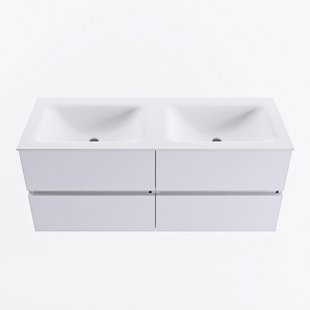 MONDIAZ VICA 120cm badmeubel onderkast Cale 4 lades. Wastafel CLOUD dubbel 2 kraangaten, kleur Talc.