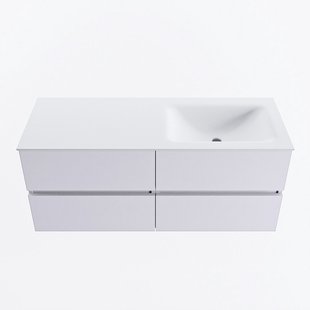 MONDIAZ VICA 120cm badmeubel onderkast Cale 4 lades. Wastafel CLOUD rechts zonder kraangat, kleur Talc.