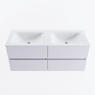 MONDIAZ VICA 120cm badmeubel onderkast Cale 4 lades. Wastafel CLOUD dubbel zonder kraangat, kleur Talc.