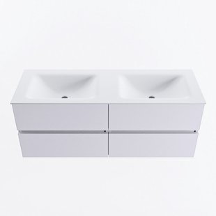 MONDIAZ VICA 130cm badmeubel onderkast Cale 4 lades. Wastafel CLOUD dubbel zonder kraangat, kleur Talc.