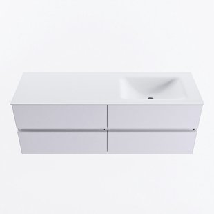 MONDIAZ VICA 140cm badmeubel onderkast Cale 4 lades. Wastafel CLOUD rechts 1 kraangat, kleur Talc.