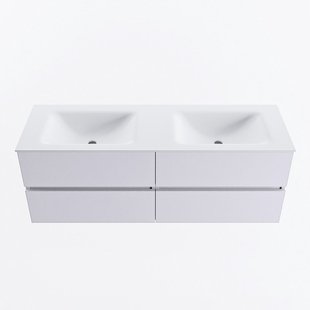 MONDIAZ VICA 140cm badmeubel onderkast Cale 4 lades. Wastafel CLOUD dubbel 2 kraangaten, kleur Talc.