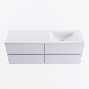 MONDIAZ VICA 140cm badmeubel onderkast Cale 4 lades. Wastafel CLOUD rechts zonder kraangat, kleur Talc.